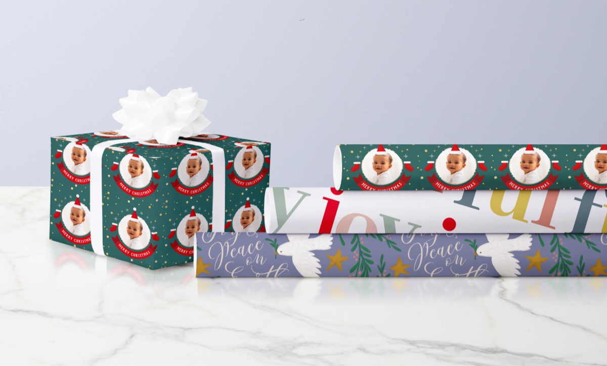 Gift Wrap Papers, From Santa Gift, Personalized Name, Wrapping Paper, Sizes  30x20, 6 Foot Roll, 12 Foot Roll, Reindeer Wrapping Paper 