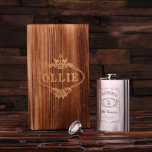 Gift Box & 8 Oz. Stainless Steel Hip Flask by tealsprairie at Zazzle