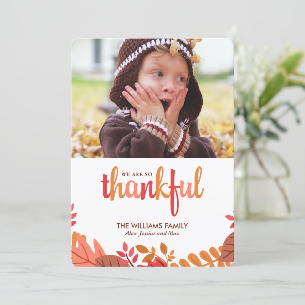 "So Thankful" Thanksgiving Photo Holiday Card