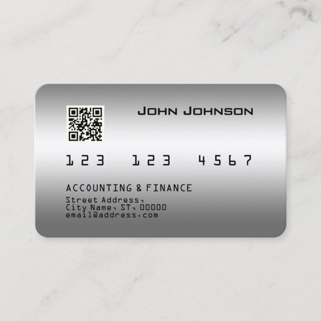 Faux credit or debit card look metallic (front side)