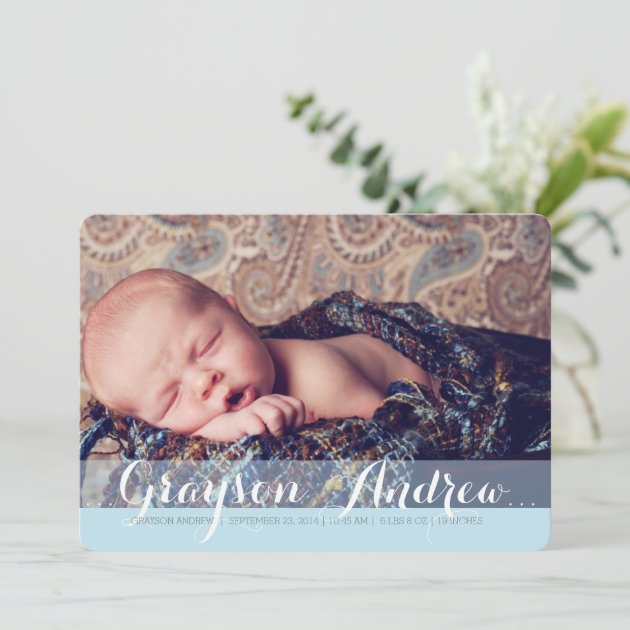 Sweet Welcome Two Photo Modern Birth Announcement