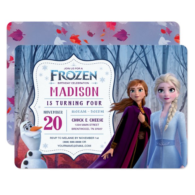 Frozen 2 - Anna, Elsa & Olaf Birthday Party Invitation