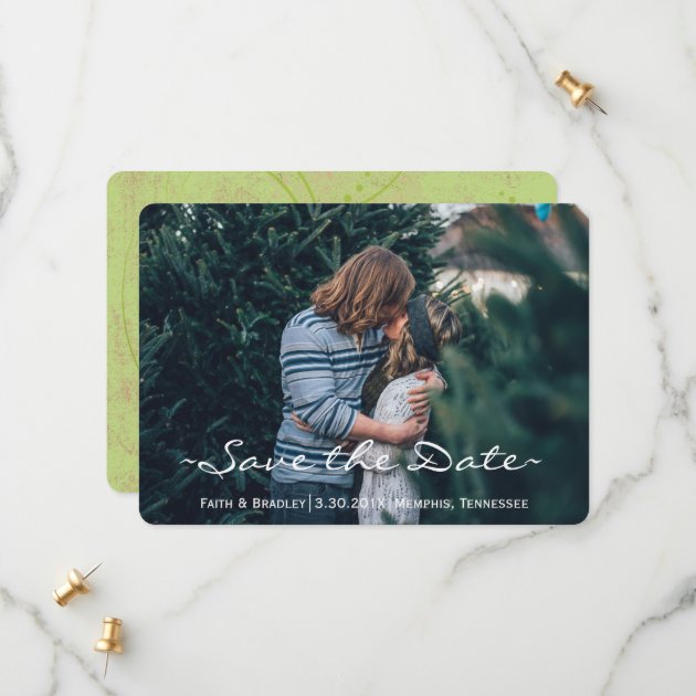 Spring Green & Chocolate SAVE THE DATE Photo