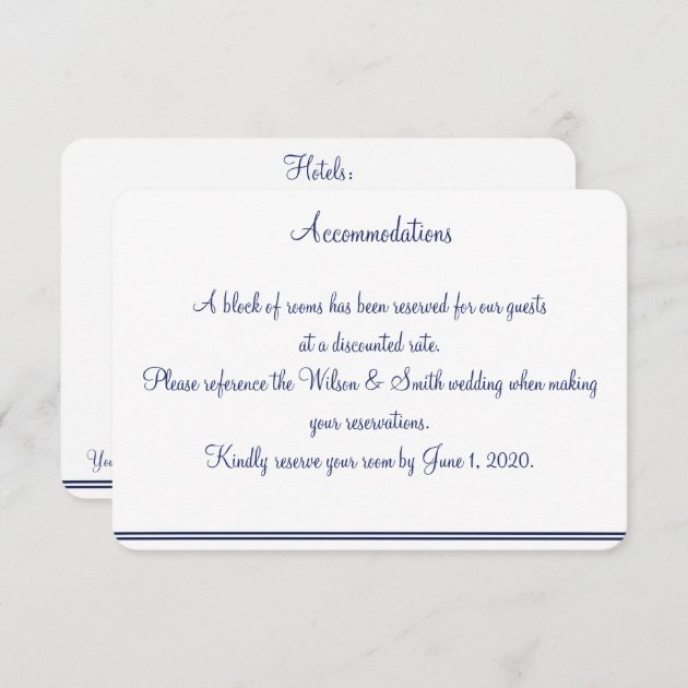 White Nautical Wedding Accommodations Cards