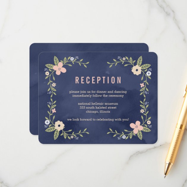 Floral Beauty Editable Color Reception Card