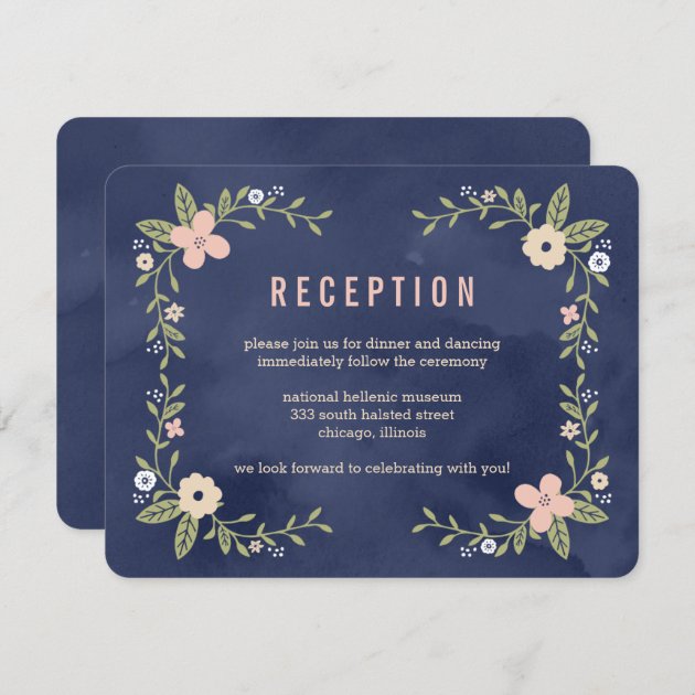 Floral Beauty Editable Color Reception Card