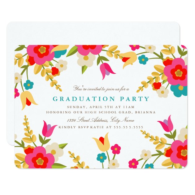 Country Flowers Graduation Party Invite