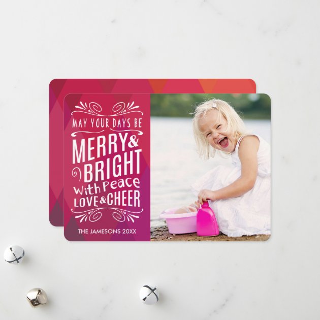 Bold Merry And Bright Holiday Photo Card