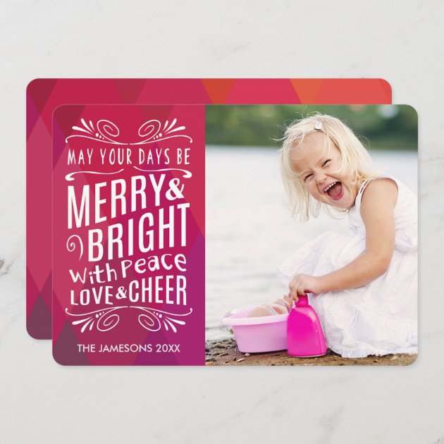 Bold Merry And Bright Holiday Photo Card