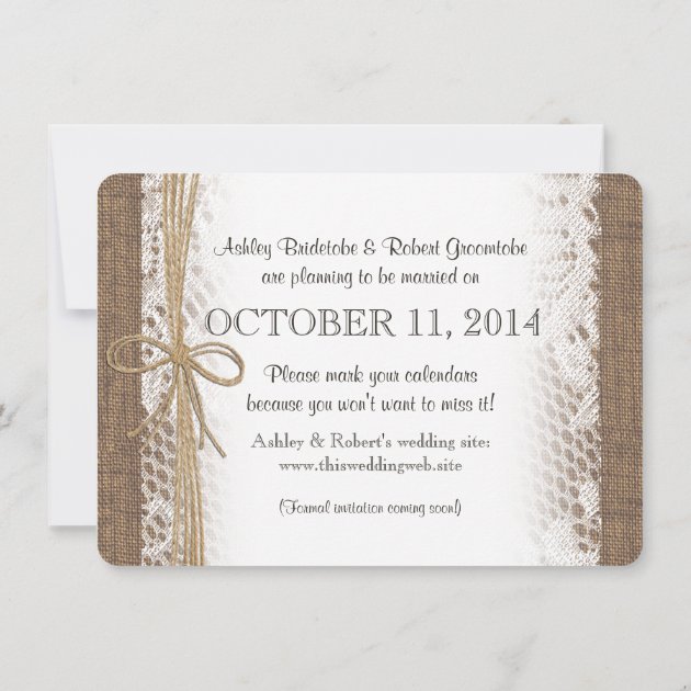 Rustic Lace And Twine Photo Save The Date
