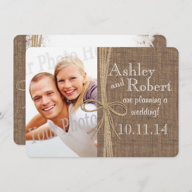 Rustic Lace And Twine Photo Save The Date