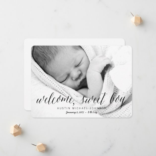 Welcome Sweet Boy | Photo Birth Announcement