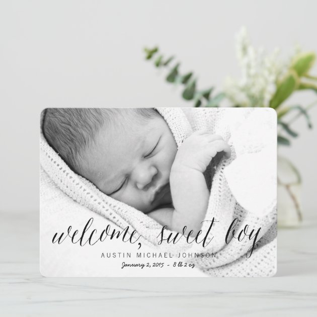 Welcome Sweet Boy | Photo Birth Announcement