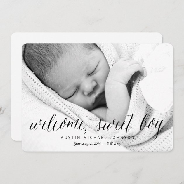 Welcome Sweet Boy | Photo Birth Announcement