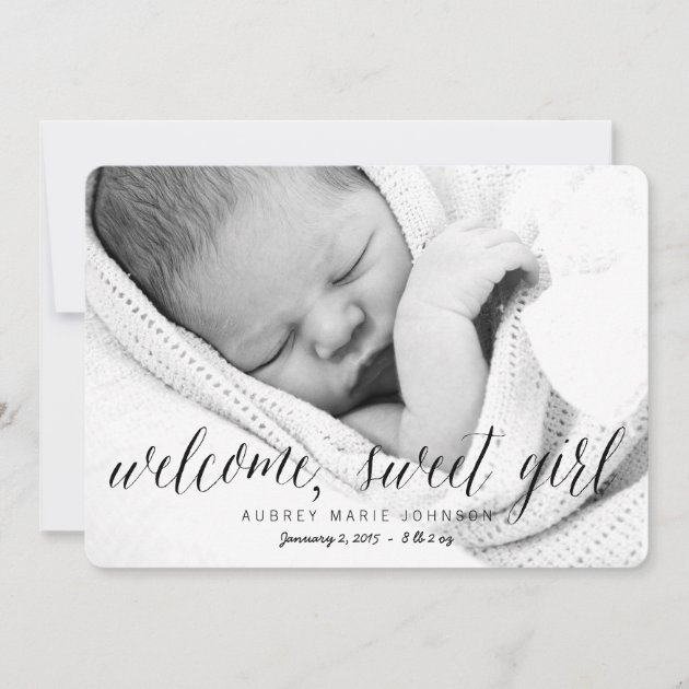Welcome Sweet Girl | Photo Birth Announcement