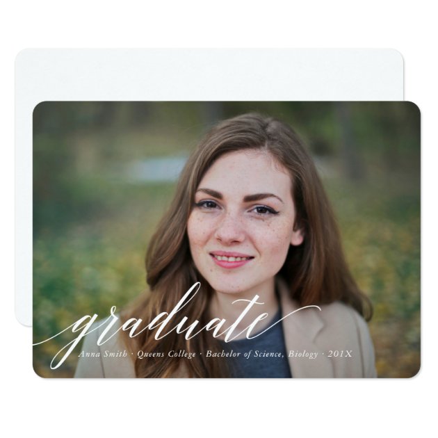 Simple Calligraphy Graduation Photo Announcement