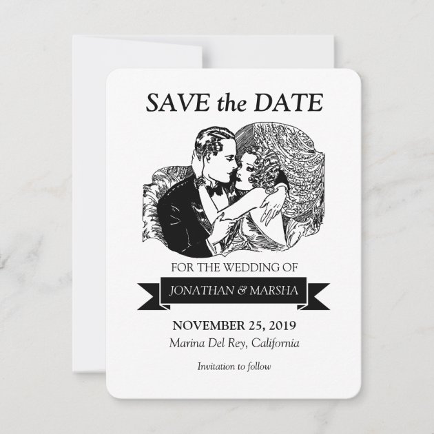 Save the Date Vintage Retro Great Gatsby Style 20s