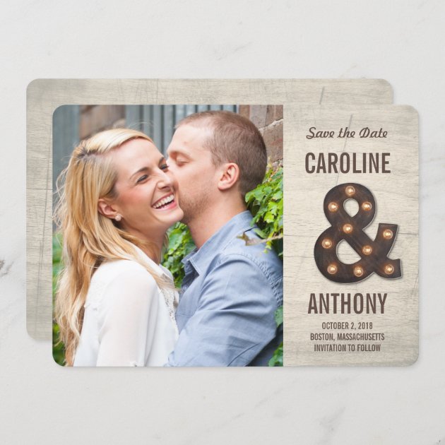 Marquee Ampersand Photo Save The Date Card