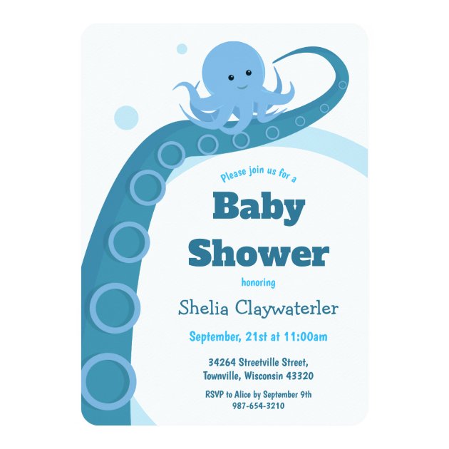 Blue Octopus | Baby Shower Invitation