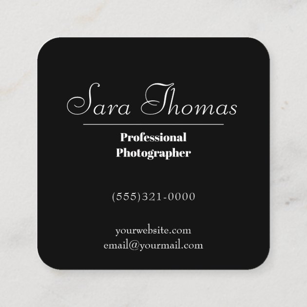 Realistic Camera Photographer Square Business Card (back side)
