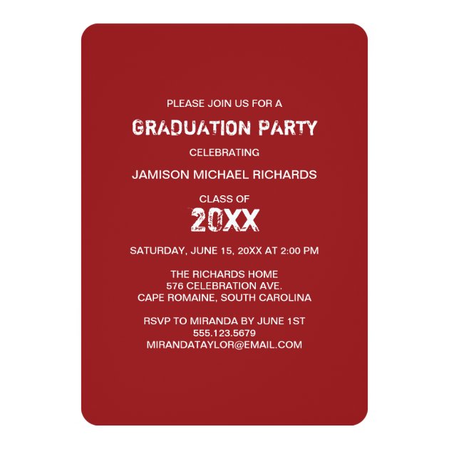 Modern Banner Grad Party Invitation / Red
