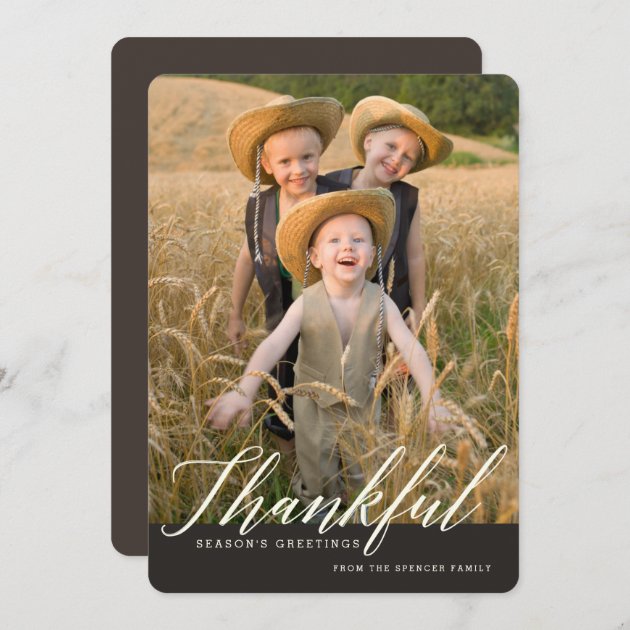 Thankful Autumn Seasonal Photo Greeting Holiday Card