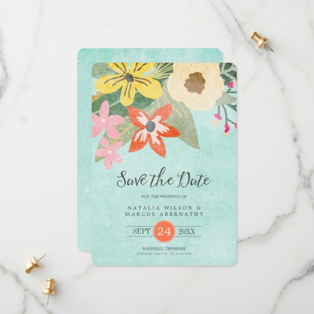 Beautiful Blooms Wedding Save The Date Card