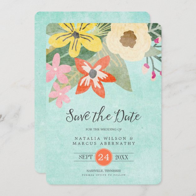 Beautiful Blooms Wedding Save The Date Card