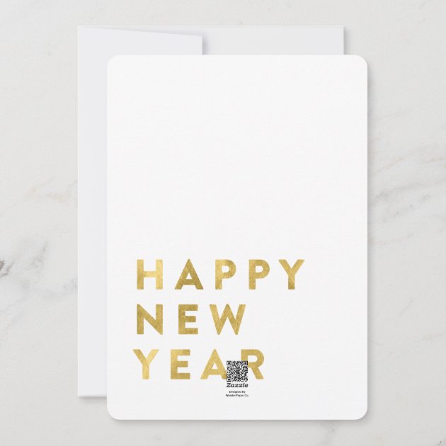 Modern Typography Faux Gold New Years Photo Card