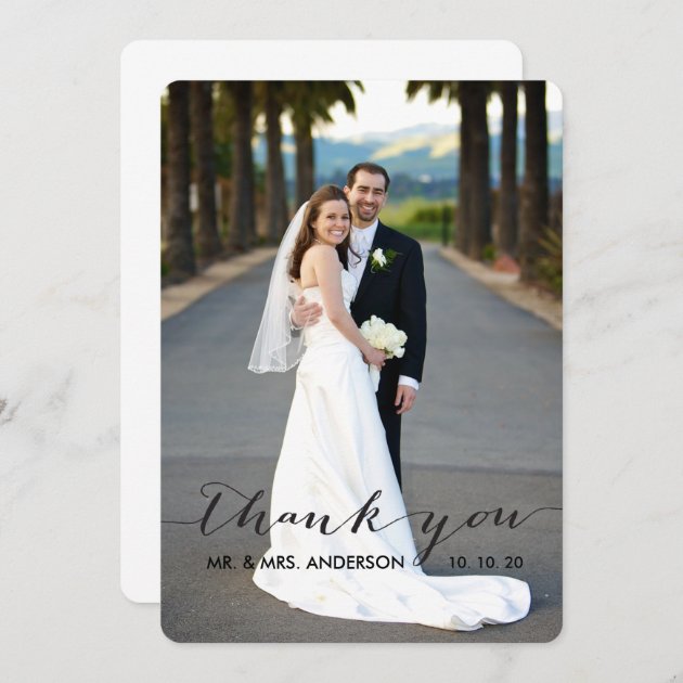 Simple Handwriting Wedding Thank You Card