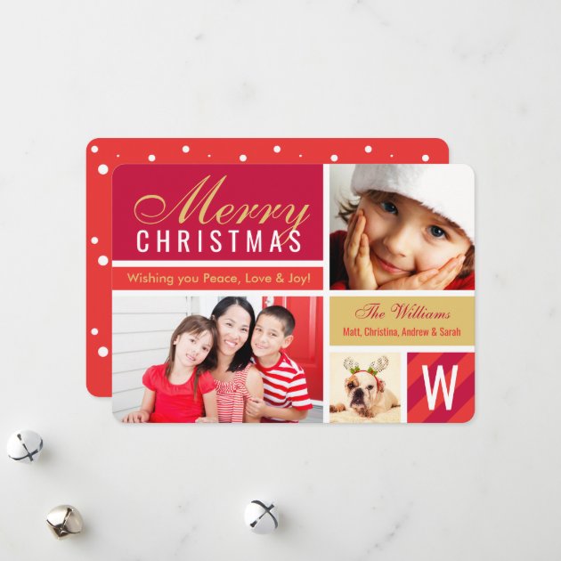Merry Christmas | Red Photo Card Collage