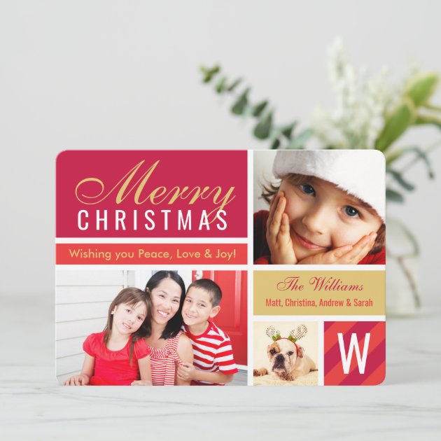 Merry Christmas | Red Photo Card Collage