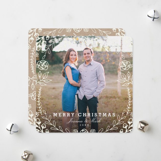 Sweet Floral Holiday Photo Card