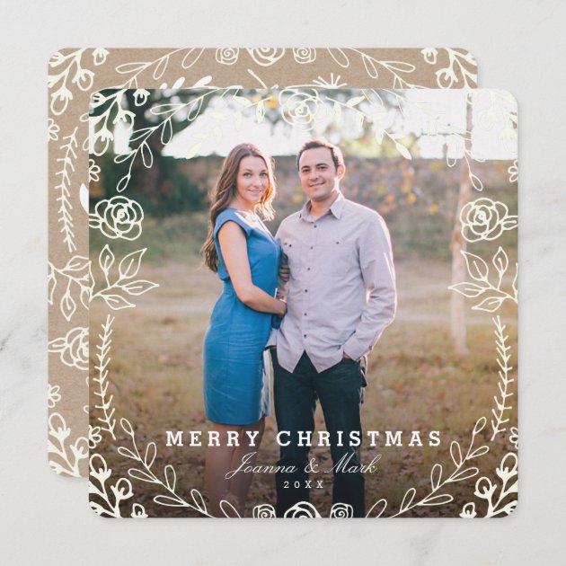 Sweet Floral Holiday Photo Card