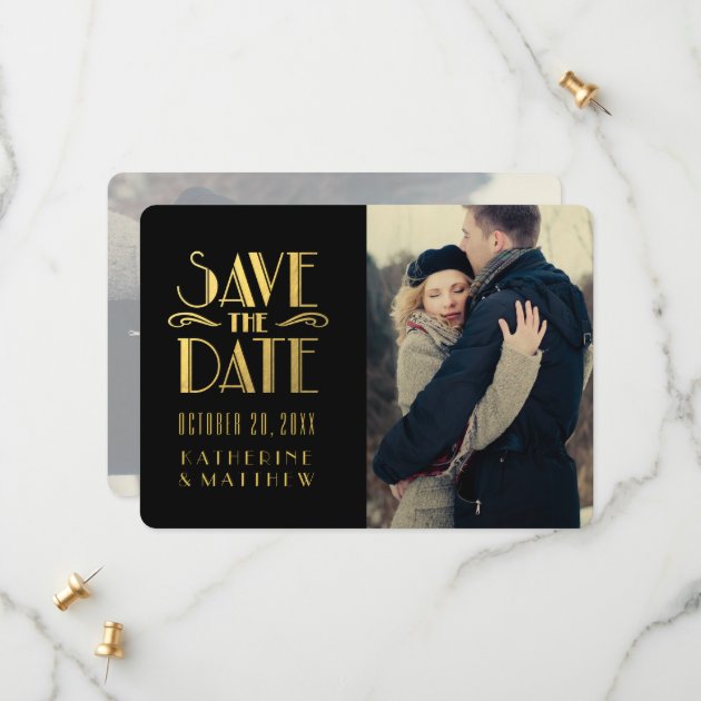 Gold Art Deco | Photo Save The Date Card