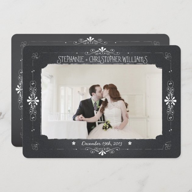 Chalkboard Mason Jar Wedding Photo Thank You Card