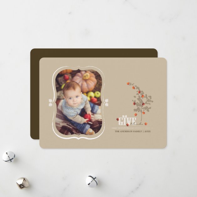 Falling Leaves Give Thanks Thanksgiving Photo Card