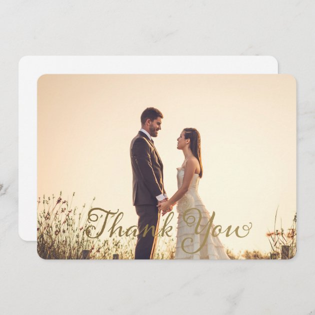Wedding Photo Thank You Note, Faux Gold Effect