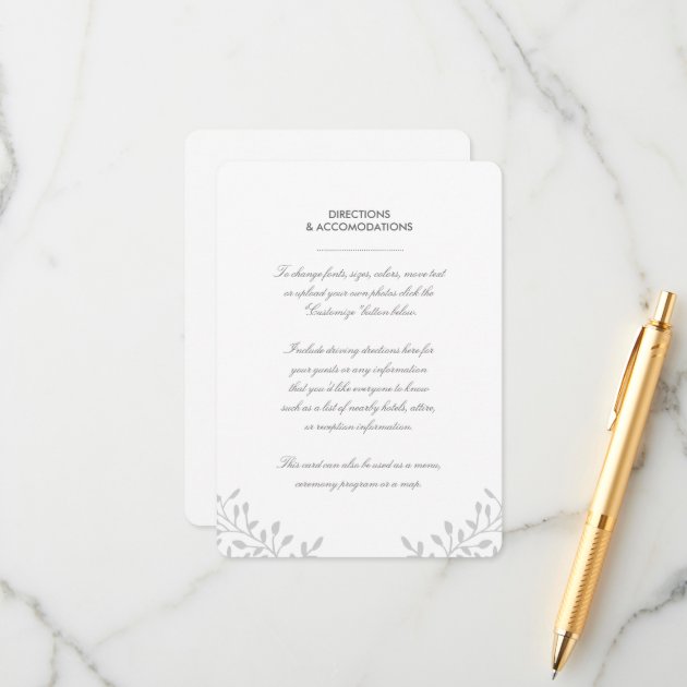 Secret Garden Wedding Insert Card