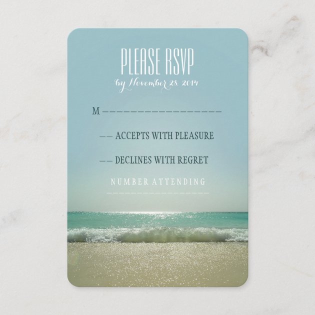 Modern Beach Wedding RSVP Cards With Blue Sea