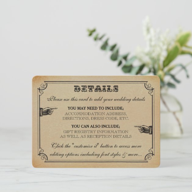 The Victorian Steampunk Wedding Collection Enclosure Card