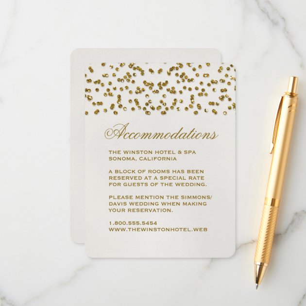 Gold Glamour Glitter Confetti Wedding Insert Card