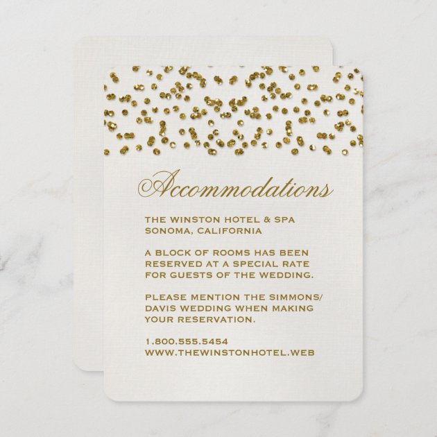 Gold Glamour Glitter Confetti Wedding Insert Card