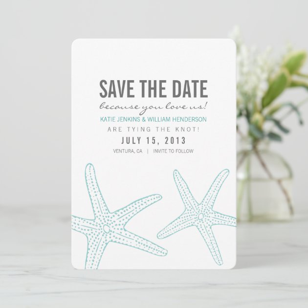 Cute Starfish Save The Date Card