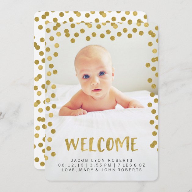 Welcome | Gold Modern Photo Birth Announcements