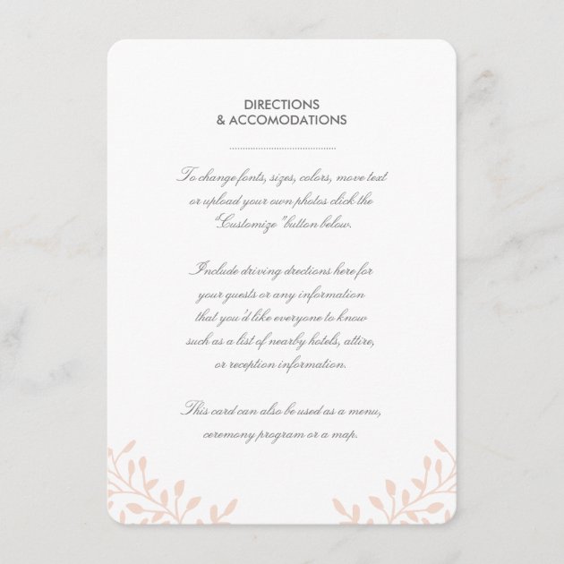 Secret Garden Wedding Insert Card