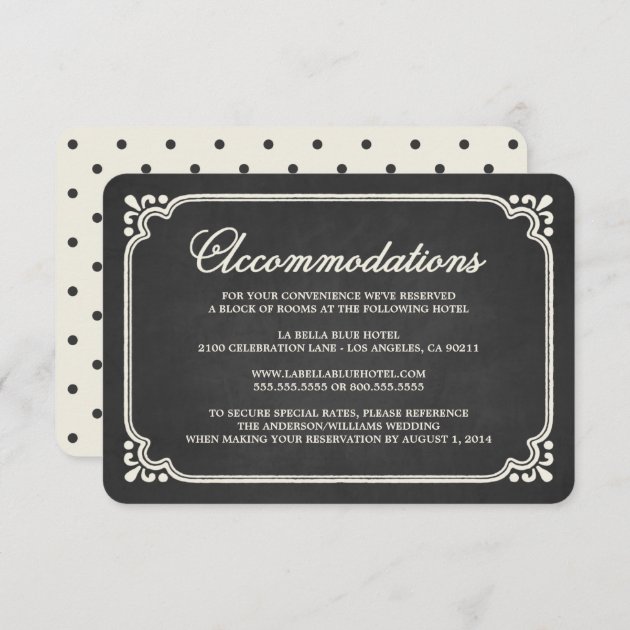 Chalkboard Union | Accommodation Enclosure Card