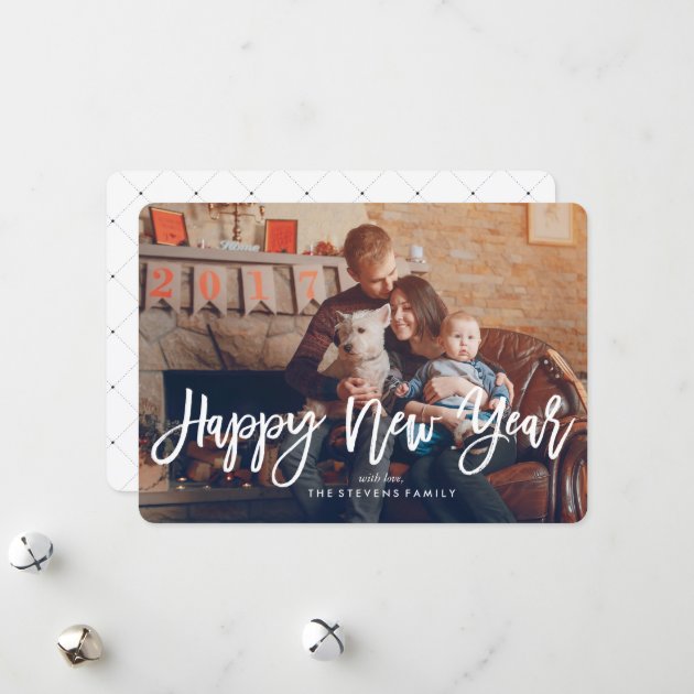 Happy New Year Script Photo Holiday Card