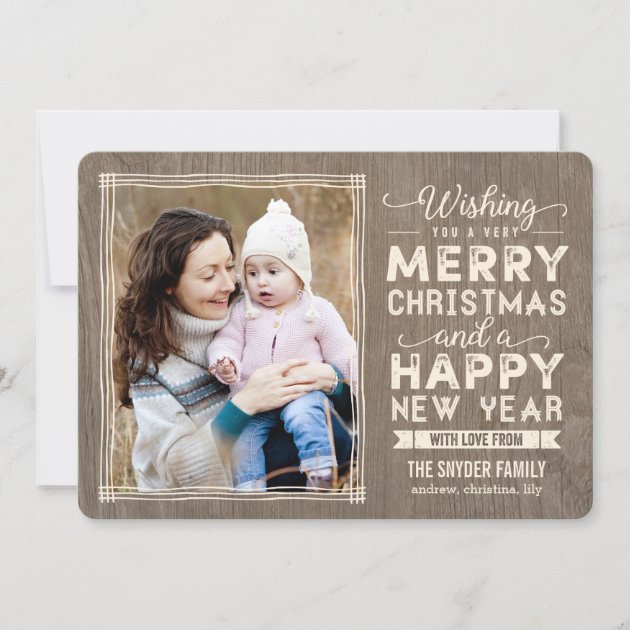 Rustic Wishes Holiday Photo Cards Christmas Card