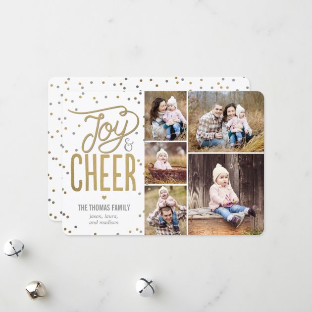 Joy And Cheer Collage Holiday Photo Card